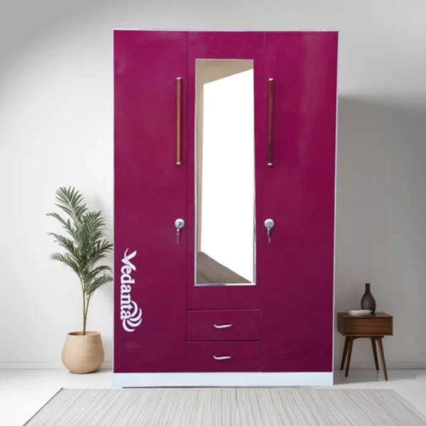 3-Door Premium Steel Almirah with Mirror – Model 4850