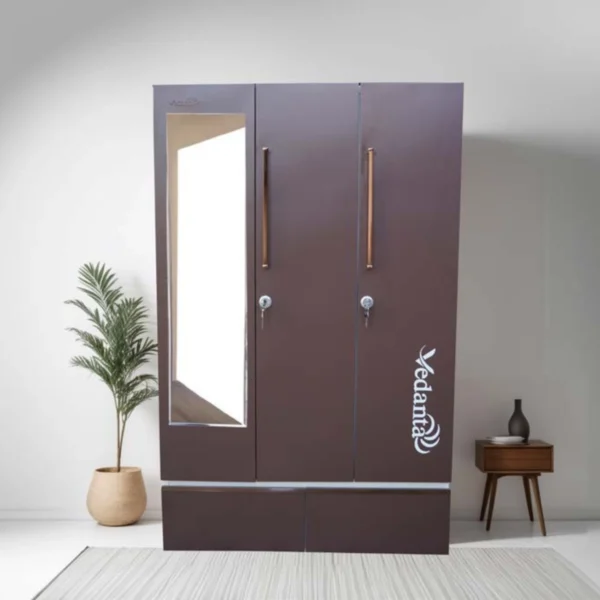 3-Door Premium Steel Almirah with Mirror – Model 4851
