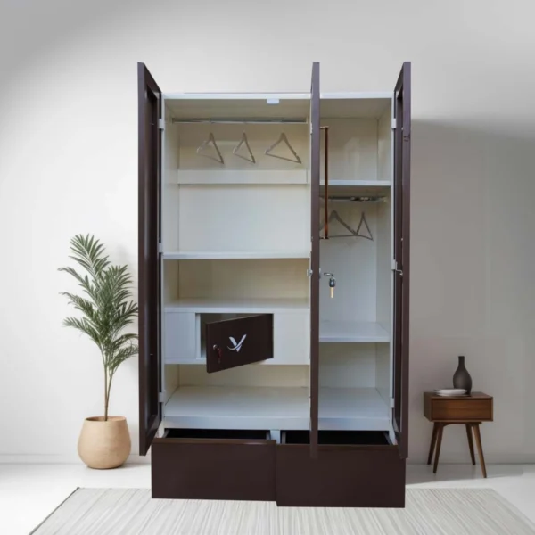 3-Door Premium Steel Almirah with Mirror – Model 4851 - Image 2