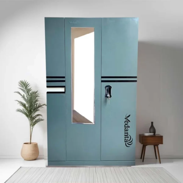 3-Door Premium Steel Almirah with Mirror – Model 4852