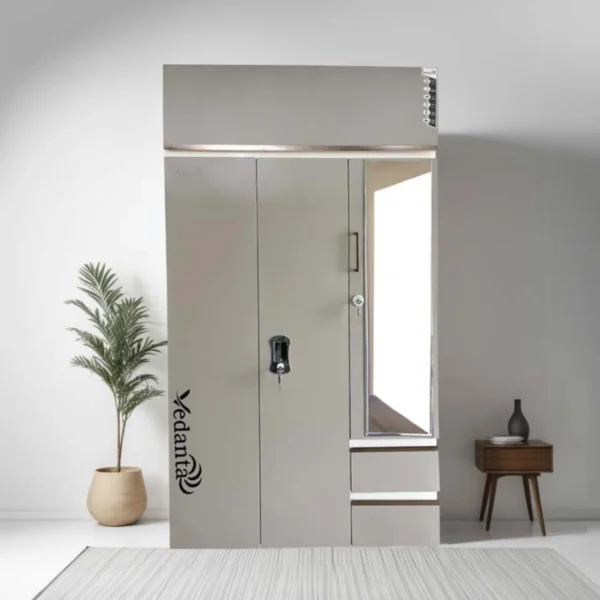 3-Door Premium Steel Almirah with Mirror – Model 4857
