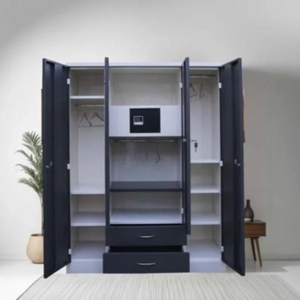 4-Door Premium Steel Almirah with Dual Mirror and Digital Locker – Model 6001/6002 - Image 2
